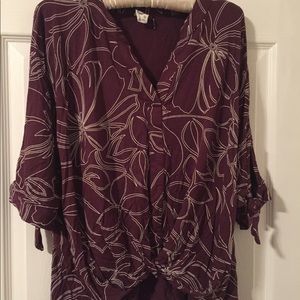 Wrap front flower print blouse